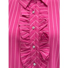 Sorista Çizgili Cebi Elmas Detaylı GÖMLEK-NA779 Pembe