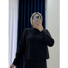 Tiresia Crop Gömlek Bağlamalı Etekli TAKIM-BN4350 Siyah