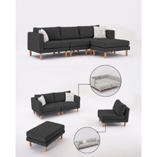 Velura Home & Living Armin Akıllı Köşe Koltuk Takımı & Modern Modüler Yataklı Köşe Takımı - Antrasit