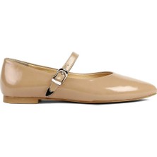 Kadın Vizon Bantlı Rugan Deri Babet