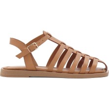 Kadın Taba Tokalı Gladyatör Deri Sandalet