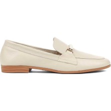 Celal Gültekin Kadın Bej Tokalı Deri Loafer
