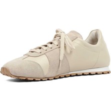 Celal Gültekin Kadın Bej Bağcıklı Süet Deri Sneaker