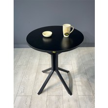 Hey Modüler Mobilya Ikra Siyah Yuvarlak Balkon Masası Mutfak Yemek Masası Siyah Ayak 60 cm