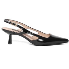 Celal Gültekin Kadın Siyah İnce Topuklu Rugan Deri Klasik Ayakkabı