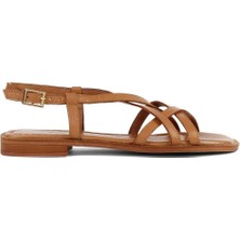 Kadın Taba Bilekten Bantlı Deri Sandalet