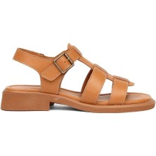 Kadın Taba Tokalı Gladyatör Deri Sandalet