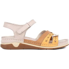 Kadın Vizon Taba Bilekten Bantlı Deri Sandalet