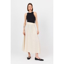 Natural Bel Lastikli Kloş Etek 4718A