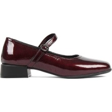 Celal Gültekin Kadın Bordo Tokalı Kalın Topuklu Rugan Deri Klasik Ayakkabı