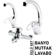 3lü Set   Banyo - Evye Mutfak - Lavabo   Aç Kapa  Mix Batarya Musluk
