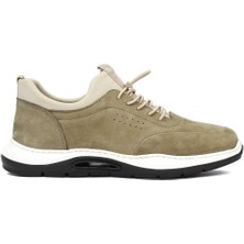 Celal Gültekin Erkek Haki Bağcıklı Kalın Tabanlı Nubuk Deri Sneaker