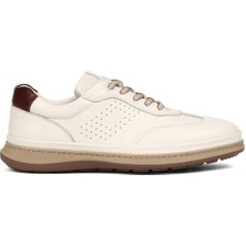 Celal Gültekin Erkek Bej Bağcıklı Deri Sneaker