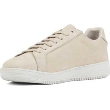 Celal Gültekin Erkek Bej Bağcıklı Kalın Tabanlı Nubuk Deri Sneaker
