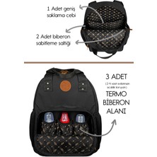 Popi Anne Bebek Bakım ve Sırt Çantası – Termal Biberon Bölmeli Geniş Hacimli ( Sıyah )