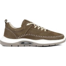 Celal Gültekin Erkek Haki Bağcıklı Kalın Tabanlı Nubuk Deri Sneaker