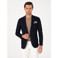 Cacharel Erkek Lacivert Slim Fit Yün Keten Karışımlı Ceket 50306814-VR033