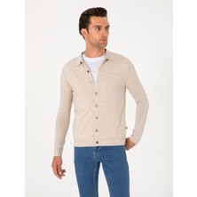 Cacharel Erkek Bej Regular Fit Yün Karışımlı Triko Hırka 50299422-VR011