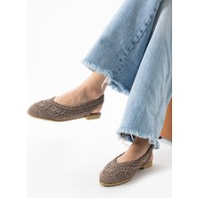 Slipcat İnce Topuk İplik Örme Nakışlı Kadın Sandalet