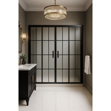 Durul Duşakabin Ön Cephe 5mm Siyah Çizgi Komple Buzlu Yükseklik 190cm