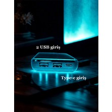 Lıght W Powerbank Wireless 10.000 Mah Kablosuz 1A/5V Iki USB Çıkışlı ve Type-C ile Şarj Cihazı 2.1A /5V