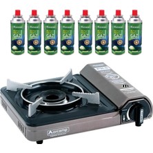 Portatif Kamp Ocağı - Gaz Stop Emniyetli 8 Adet - 227 Kartuş - Gri