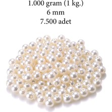 Royaleks 1.000 Gram (1 Kg.) 6mm Krem Renk Plastik İnci Boncuk Çanta ve Takı Yapım Boncuğu (~7.500 Adet)