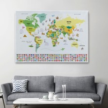 Marsilyan- Türkçe Dünya Haritası Ülke Bayrak ve Başkentli Kanvas Tablo 1914