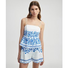 Çiçek Desen Pileli Bluz IS1250006114002