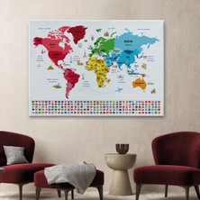 Marsilyan- Türkçe Dünya Haritası Ülke Bayrak ve Başkentli Kanvas Tablo 1958