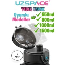 Uzspace Yedek Kapak 650-800-1000ML Uyumlu Siyah Renkli Dayanıklı Matara Aksesuarı