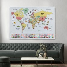 Marsilyan- Türkçe Dünya Haritası Ülke Bayrak ve Başkentli Kanvas Tablo 1944