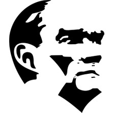 Mustafa Kemal Atatürk Silüet Sticker 17X17 cm Siyah