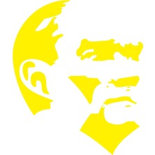 Mustafa Kemal Atatürk Silüet Sticker 17X17 cm Sarı