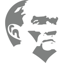 Mustafa Kemal Atatürk Silüet Sticker 17X17 cm Gri