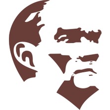 Mustafa Kemal Atatürk Silüet Sticker 17X17 cm Kahverengi