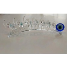 Kristal Eğik Plakada Mavi Filler Biblo Ev Dekoratif Aksesuar Dekorasyon Yaşam Yerli Üretim 1 Adet