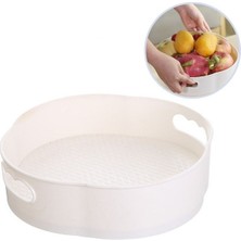 360 Derece Dönebilen Mekanizmalı Yuvarlak Tepsi Formlu Sunum ve Servis Organizer Tablası