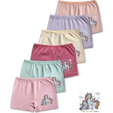 Giza Kids %95 Pamuklu Kız Çocuk Süprem Penye Boxer Külot Iç Çamaşır 6lı Set