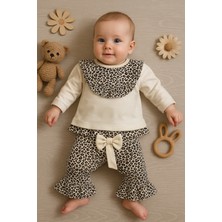Leopar Detaylı 2'li Kız Bebek Takım %100 Pamuk