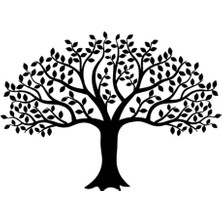 Çok Yapraklı Ağaç Oto Özel Yeni Sticker Siyah 25 x 17 cm