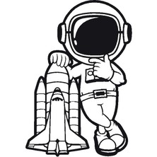 Astronot Oto Özel Yeni Sticker 25 x 37 cm