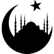 Ay Yıldız Içinde Cami Oto Özel Yeni Sticker Siyah 25 x 27 cm