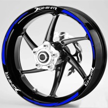 Yeni Özel  Motosiklet Jant Şeridi Dominar Beyaz-Mavi Sağ-Sol/ön-Arka