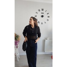 Filiz Yılmaz Butik Taş Düğmeli Delikli Triko