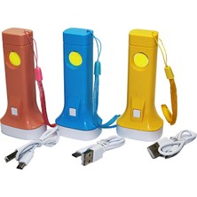 2ın1 USB Şarjlı El Feneri Kilitli Poşetli (4457)