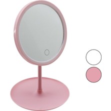 Yuvarlak 7 Inç Ledli - USB Şarjlı Makyaj Aynası 90°takılık Sepetli Ayak Renkli Pls 17.5cm (4457)