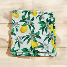 Dijital Baskı Limon Çiçeği Detaylı Pamuklu Kırlent Kılıfı