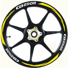 Şık Tasarım  Motosiklet Jant Şeridi Pcx Beyaz Yazı Sarı Şerit Sağ-Sol/ön-Arka