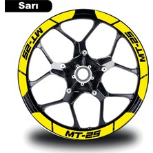 Sarı Yamaha Mt-25 Geniş Jant Sticker Etiket Modeli